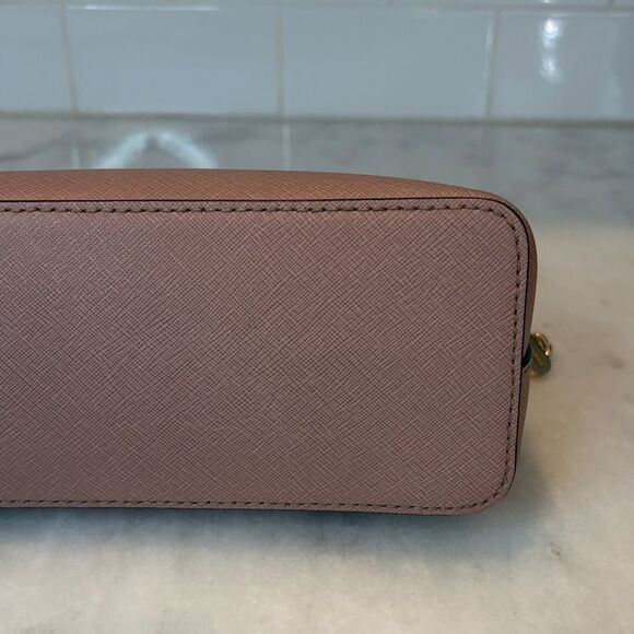 Michael Kors Crossbody Bag Purse Handbag Saffiano Leather Domed Chain-link Pink - Picture 9 of 16